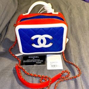 White blue orange Chanel Crossbody with gold hardware 100% authentic worn twice
